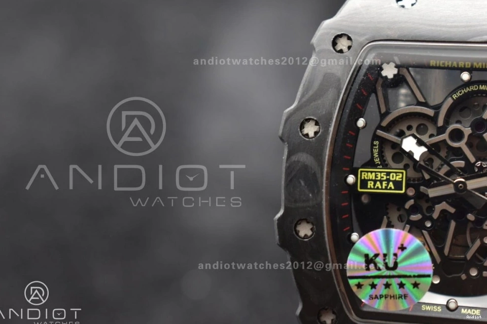 Red KUF MIYOTA8215 Edition RM035-02 on Strap Dial Best Black Skeleton Rubber 0502